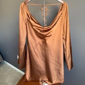 satin brown wedding dress